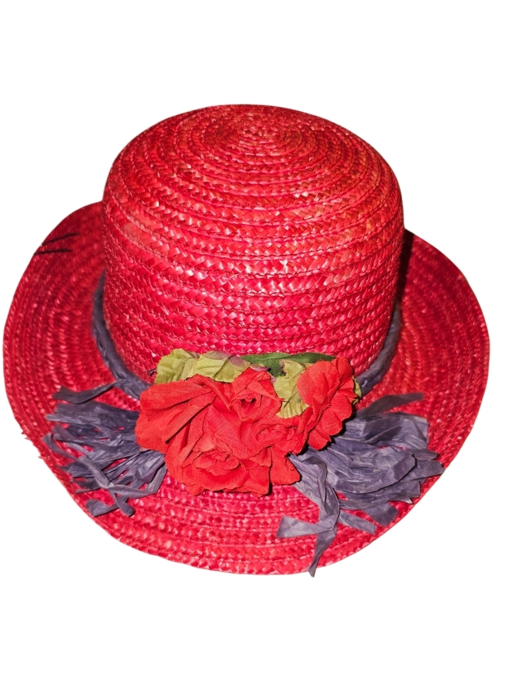 💰Red Straw Floral Sun Hat